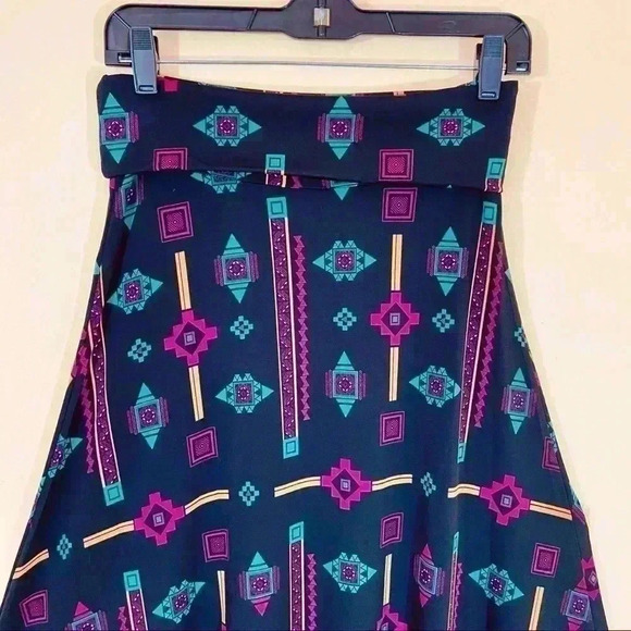 LuLaRoe Multicolor Aztec Native Tribal Print Banded Maxi Skirt Size XS - Picture 8 of 12